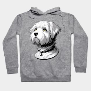 Stunning and Cool Dandie Dinmont Terrier Monochrome and Gold Portrait for Father's Day Hoodie